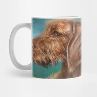 Painting of a Brown Wirehaired Vizsla Looking to the Left Side Mug